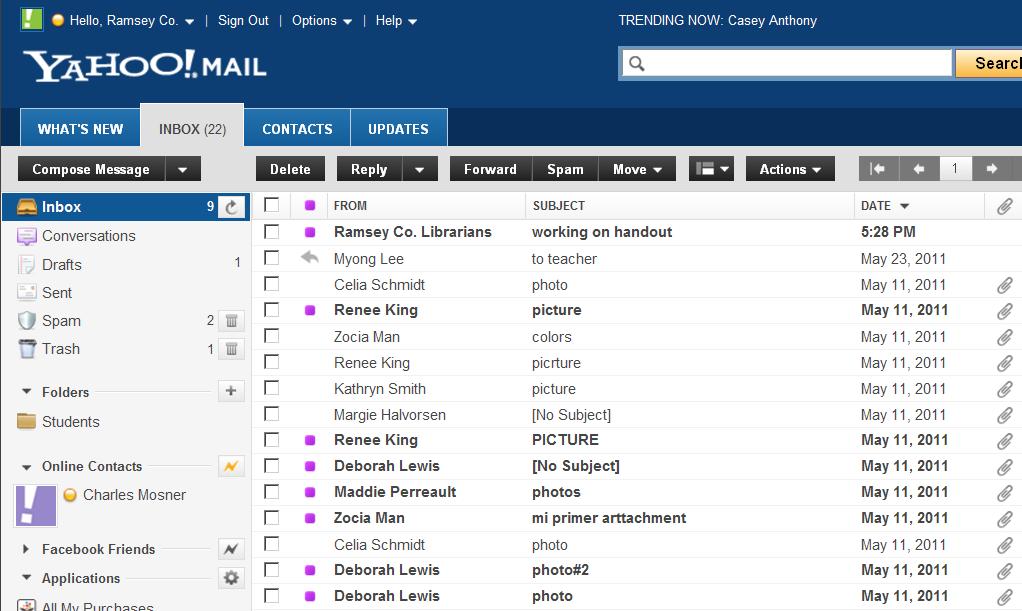 Your Inbox The main Yahoo! e-mail page is the first screen you will see when you sign in to your e-mail account from now on. Notice that you have mail!