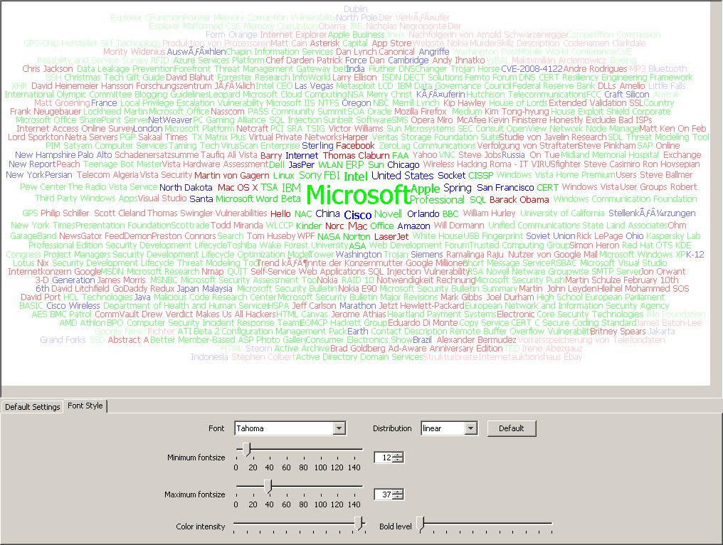 KNIME Text processing 19 Fig. 16. A tag cloud view.