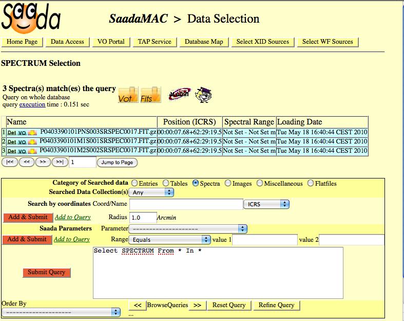 Saada web Interface The WEB interface comes automatically with then DB Data browsing Data