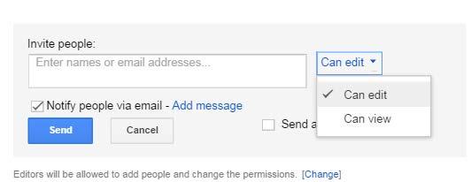 Inviting people to edit: 6. Type the Gmail addresses of the people you want to share with under Invite People 7.