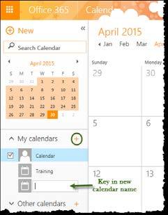 Calendar Delete Create New Calendar To create a new calendar: next to My calendars -