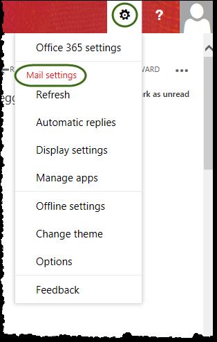 Mail Settings Mail Settings Click Select Mail Setting to view/modify Refresh - Refreshes Inbox (looks for new mail) Automatic replies set up auto-replies for vacation, etc.