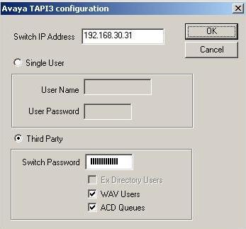 Enter the IP Office IP address into the Switch IP Address box.