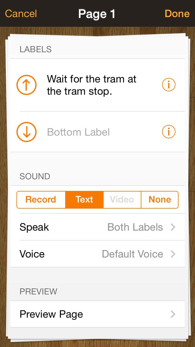 specify whether text-to-speech, audio from a video, or recorded sound is used.