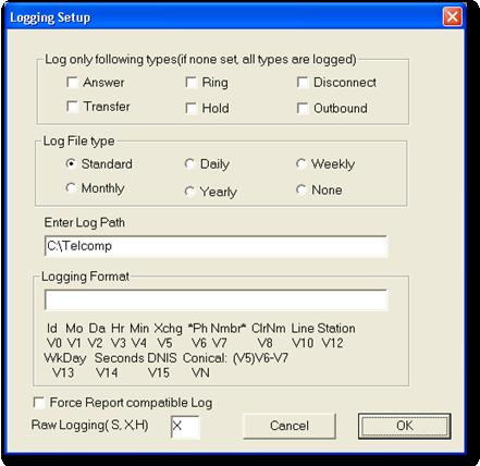 Configure TcMonitor and TcServer (Continued) Select the Logging button from the TcServer Setup screen (shown above) if