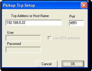 Configure the Pickup Client (Continued) Click on the Tcp Setup button. Enter the IP address or Host Name of the computer where the Telcomp server program is running.