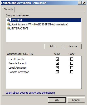 Troubleshoot KEPServer Enterprise Appendix F 5. In the Launch and Activation Permissions area, select Customize and click Edit.