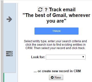 Figure 11 The tracking tab a) Click the TRACK button to track email directly to CRM without regarding to any entity.