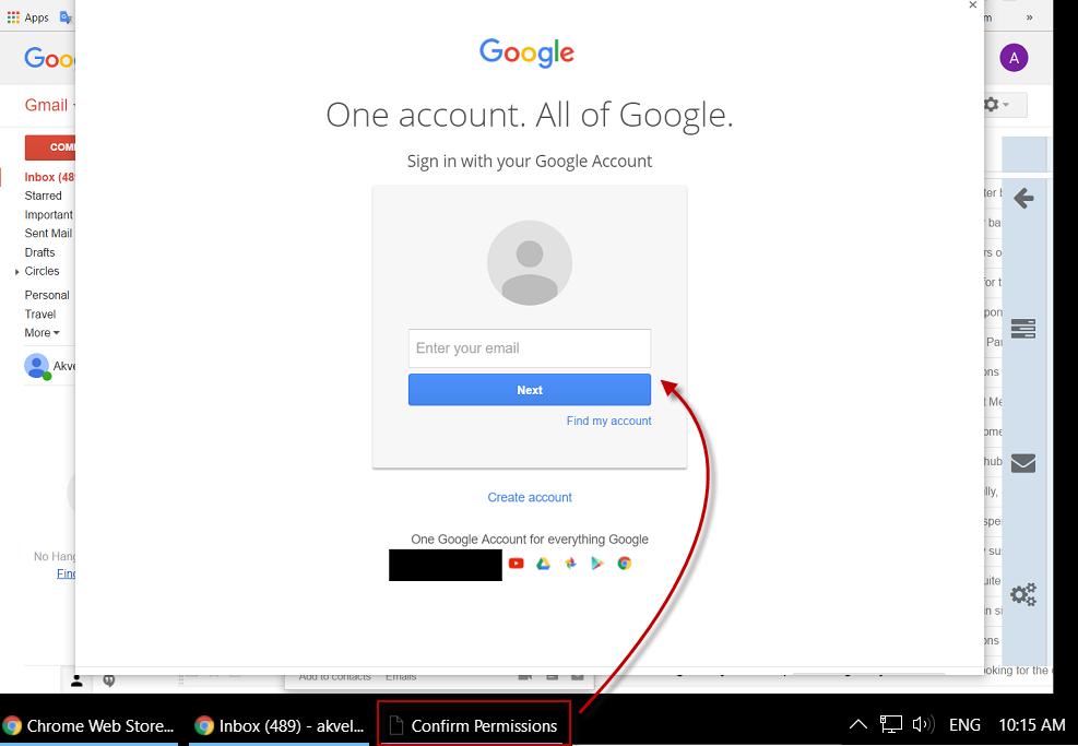 Figure 5 Google API Authentication window 3. The extension will ask for permissions for Dynamics CRM Integration for Gmail (see Figure 6).