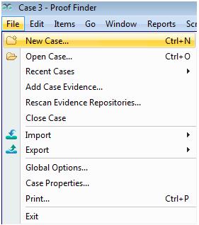 New Case Settings The New Case dialog box allows you to create a simple case or join several small cases together into a compound case. To create a case: 1. Specify a case name. 2.