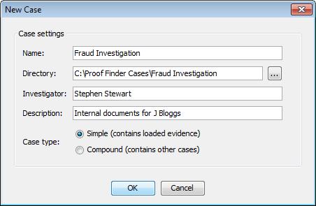 You can edit these details later by navigating to File > Case Properties. The information you specify here is saved as a part of the case properties.