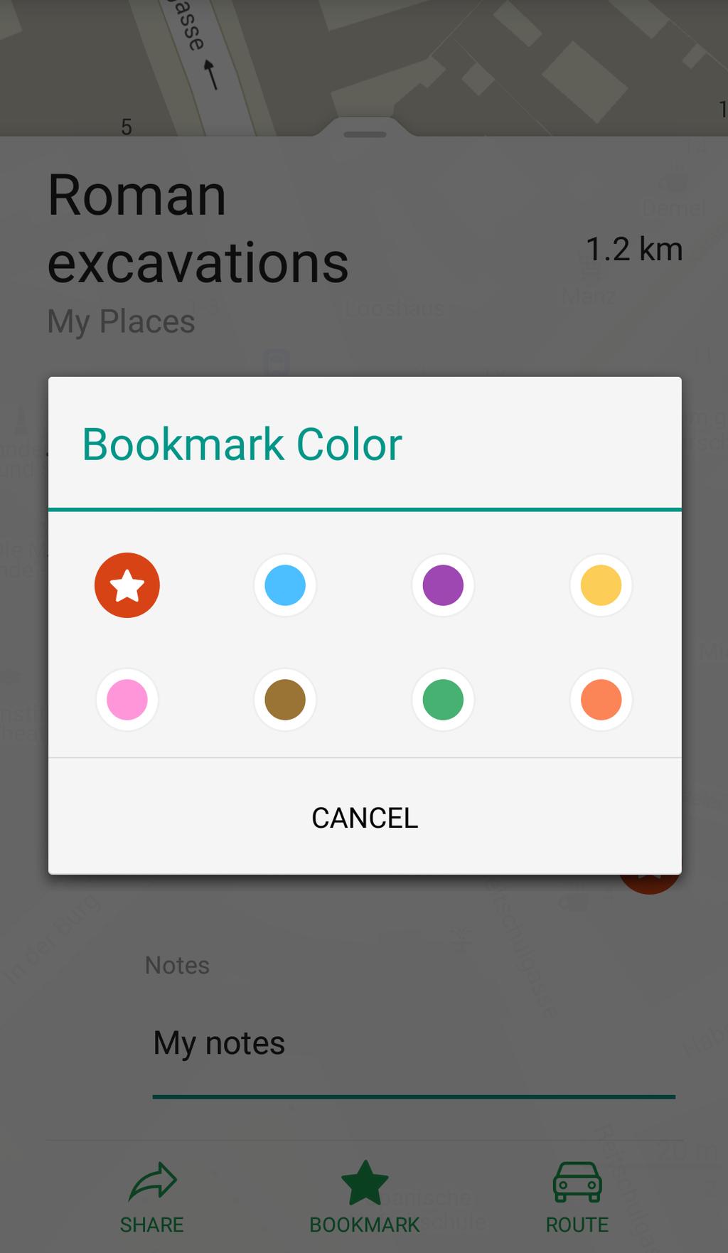 Bookmarks Tap the white banner to change the name of the bookmark, choose or add a new set,