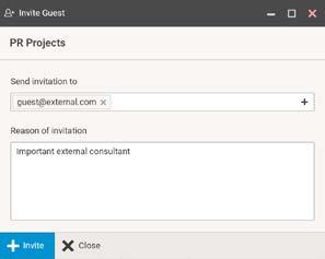 Guest Account Invitation Process 1. The first step is the same as with an internal invitation. Click the plus button and then Invite Guest.