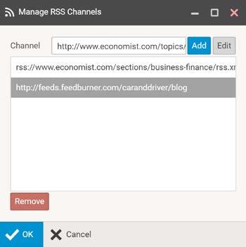 chapter): To add or remove a new channel to an existing RSS folder, right-click this