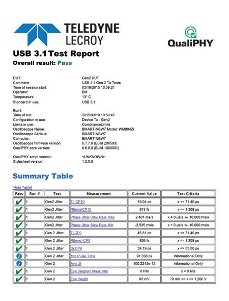 QualiPHY QualiPHY is designed to reduce the time, effort, and specialized knowledge needed to perform compliance testing on high-speed serial buses.