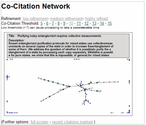Fig. 8. A co-citation map embedded within the Digitometric user interface. The nodes on the map represent individual publications.