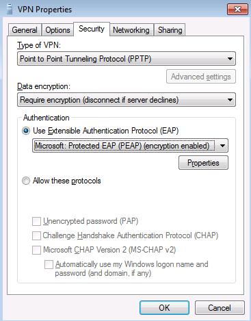 Figure 21: Enable EAP for the VPN client Activate the Checkbox Enforce Network Access Protection and the required Authentication Method which depends on the