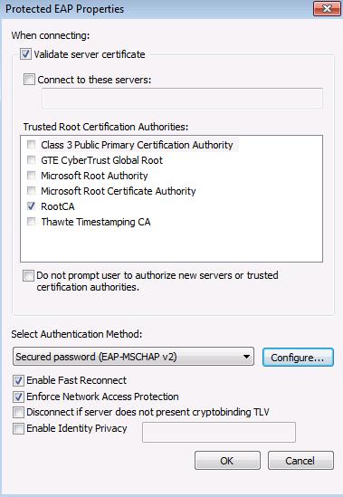 Figure 22: Enforce NAP on the client and select the issuing Root CA Test the connection. Enable the Windows Firewall on the VPN client and the VPN connection should be successful.
