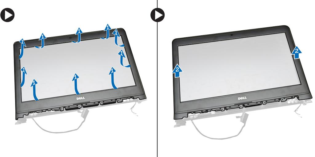 Connect the display assembly cable. 3. Install: a. display assembly b. base cover c. keyboard d. system fan e.