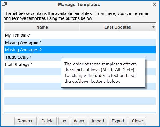 3.26.2 Managing Templates Your existing templates can be managed from the Manage Templates dialog. Choose File -> Templates - > Manage Templates (from the top menu bar).