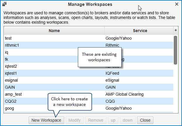 Manage Workspaces Dialog 2.
