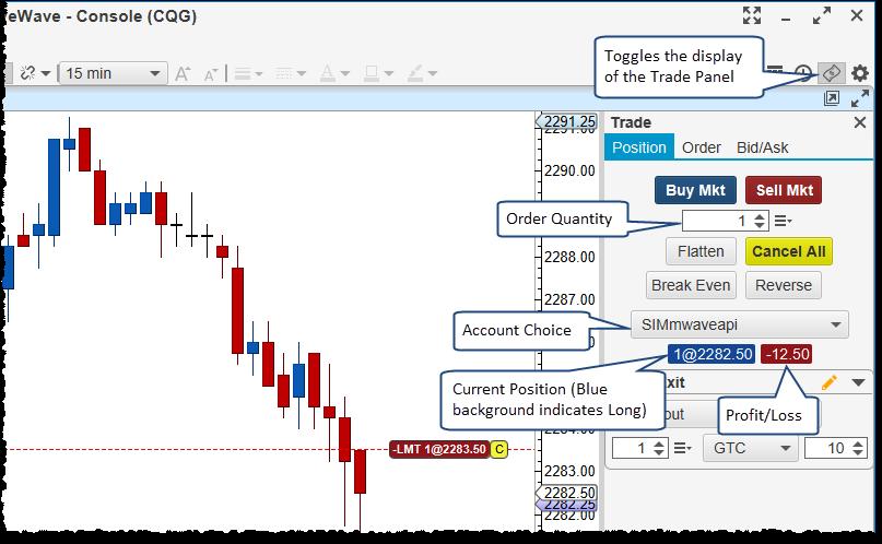 2. Sell Market Button - Creates a market order to sell the given quantity at the market price 3. Quantity This is the quantity for the market orders. It will default the value in order presets 4.