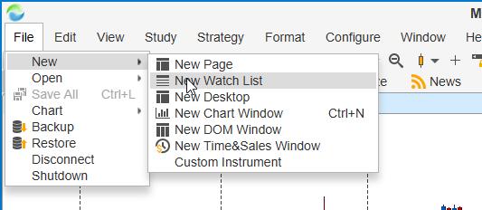 2.6.4 Create Watch List Choose File -> New -> New Watch List from the Console menu bar to create a new watch list.