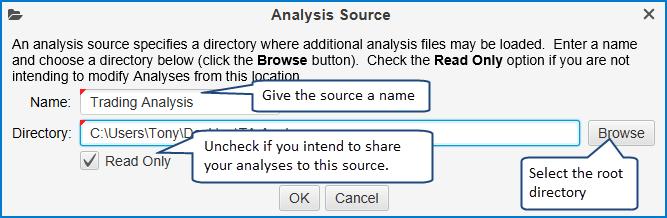 Repository Dialog Analysis Sources Click on the Add button to define an analysis source. You can have multiple analysis sources.