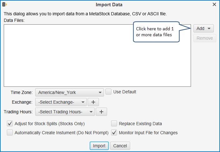 Import Data Dialog 3.6 Exporting Data Historical data may be exported from MotiveWave in several different formats.