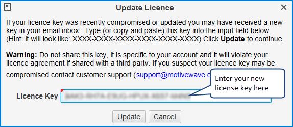 1.3 License When you create a trial for MotiveWave from our website, you will be sent an email that contains a license key.