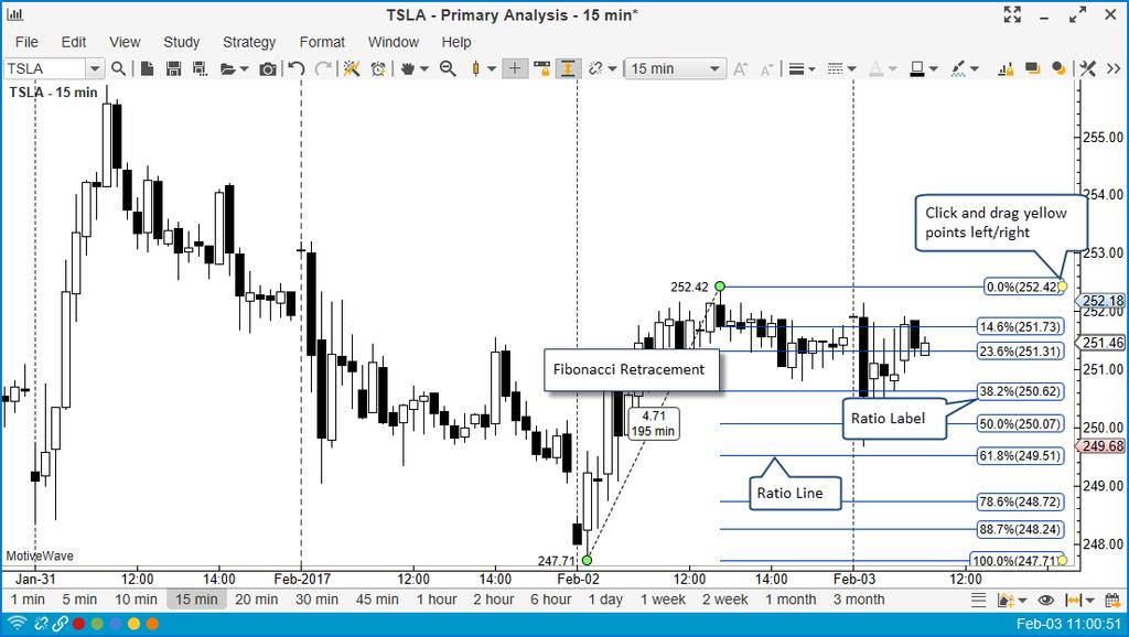Fibonacci Retracement MotiveWave provides a lot of flexibility for working with ratios.