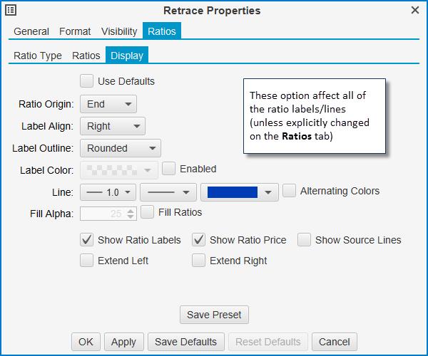 3.17.2 Ratio Display Preferences The Display tab allows you to change how the ratios are displayed.