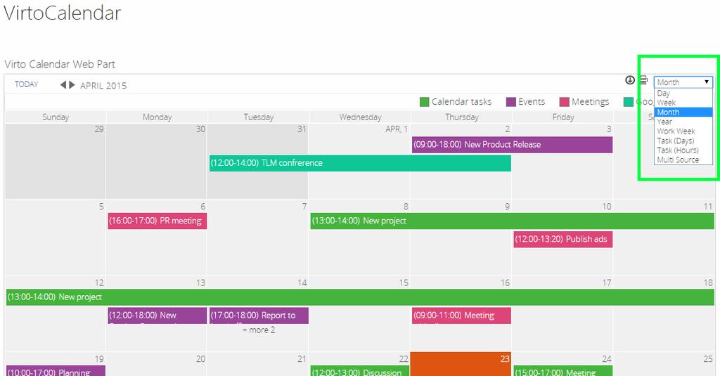13 Note: when calendar web part is being added, the current web-site is scanned for lists of calendar type.
