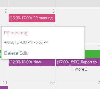 The next box enables filter, that allows to show or hide events from a chosen data source in calendar.