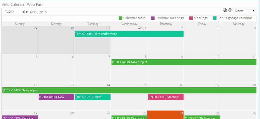 Now you can view events from Google Calendar in Virto calendar among other data sources.