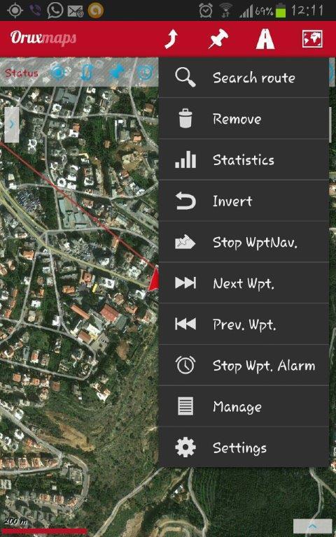Options during waypoint navigation Options available in the Maps menu, during Navigation Useful to navigate the route backwards Stop the navigation (at