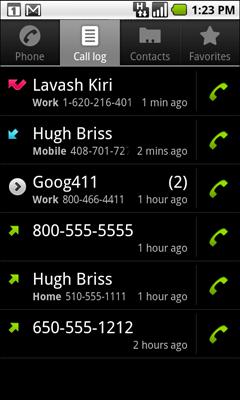 86 Placing and receiving calls Working with the Call log The Call log is a list of all the calls you ve placed, received, or missed.