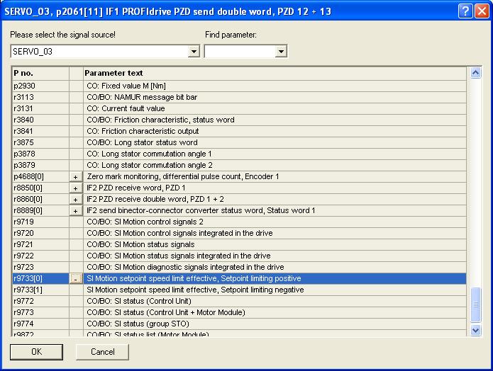 assign the p9733[0] parameter as an