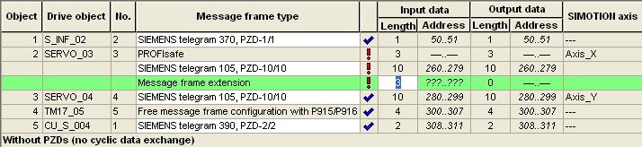 4. For Message frame extension, enter the desired message frame lengths from master view