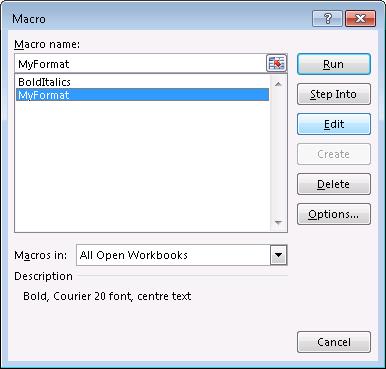 Macros: Implementation Macros are converted to Visual Basic code.