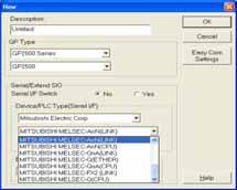 How to create a project file (1) Create a new project file Click on (2) Select GP Type and Device Type