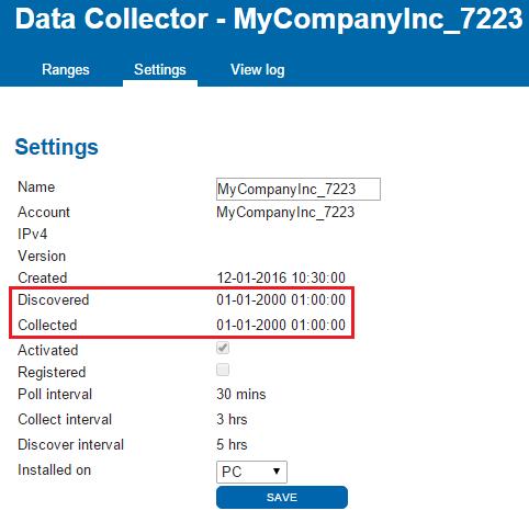 If Discover and Collecting is not updated on the Data Collector something in the customers