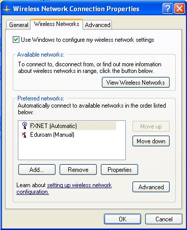 In the Wireless Network Connection Properties box that appears, make sure that you select the Wireless Networks