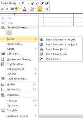 Insert or delete rows or columns by using the commands in the rows and columns groups in the Table Tools Layout Ribbon
