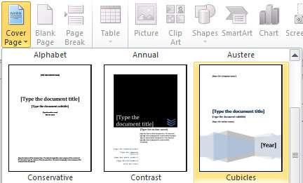 Using Building Blocks Insert predesigned content into documents Insert > Pages Choose a Word building