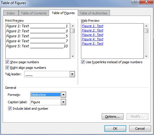 Inserting a Table of Figures Table of figures Like a table of contents for figures