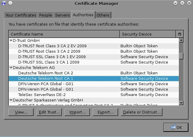 Example: Certificate installation