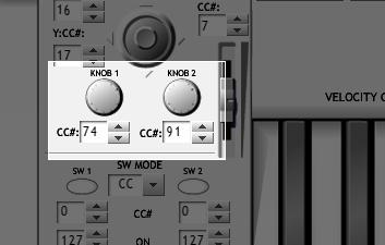 K-Series Editor Owner's Manual Page 4 KNOB1/KNOB2 Here you can edit the parameter assigned to KNOB1 and KNOB2.