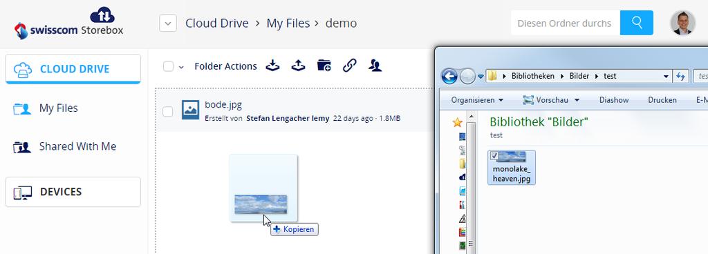 File Upload (/) 9 In order to upload files, select a folder () (e.g., in «My Files" or «Shared with Me").