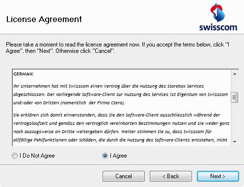 Installing the Storebox Client(3/9) 37 In the next step, read the License Agreement.